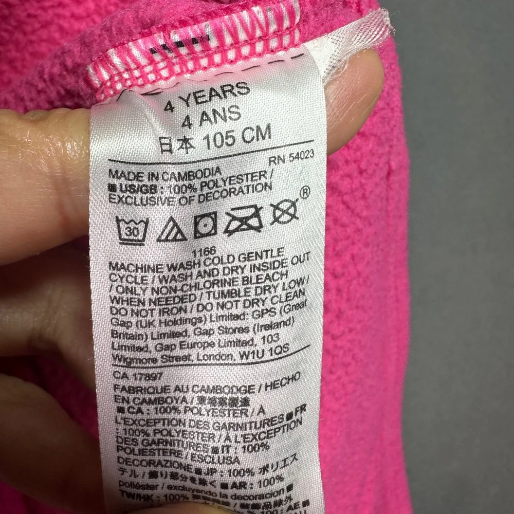 Baby Gap Toddler Girl Peplum Fleece Quarter Zip Pullover Pink 4T Coquette